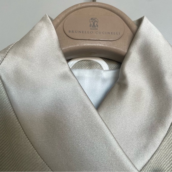 NWT BRUNELLO CUCINELLI Double-breasted linen-twill vest in sand brown - Picture 5 of 6